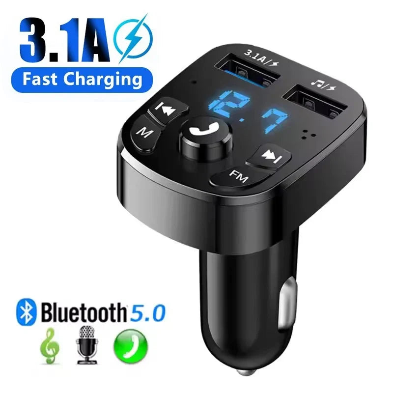 Bluetooth 5.0 FM Transmitter Car Charger | Dual USB Fast Charge