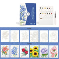 Foldable Watercolor Coloring Book 12 Paints DIY Stress Relief Art Pad