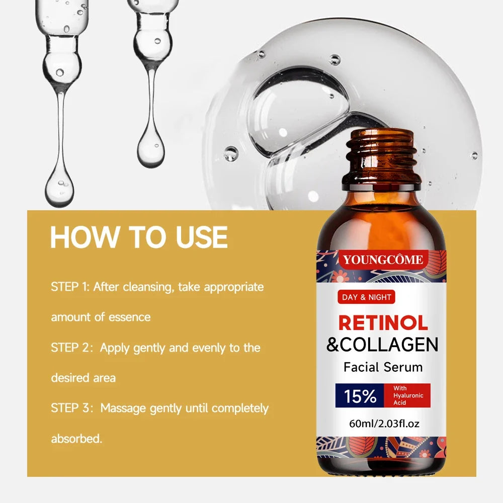 Retinol Collagen Facial Serum Hyaluronic Acid Daily Hydrating Skin
