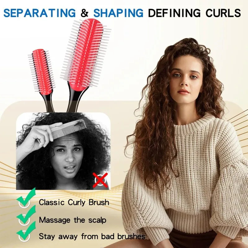 9-Row Detangling Hairbrush & Scalp Massager – Curly & Wet Hair