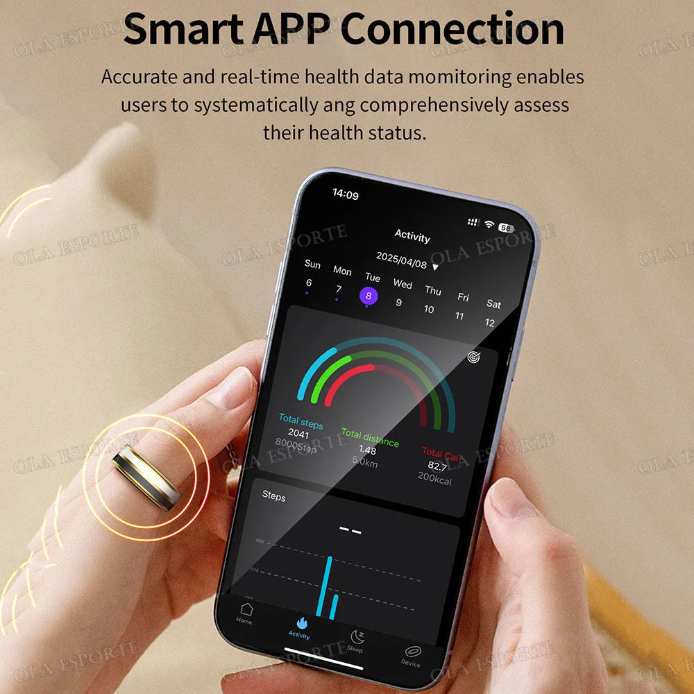 Bluetooth Smart Ring – Heart Rate, SpO₂ & Sleep Tracker