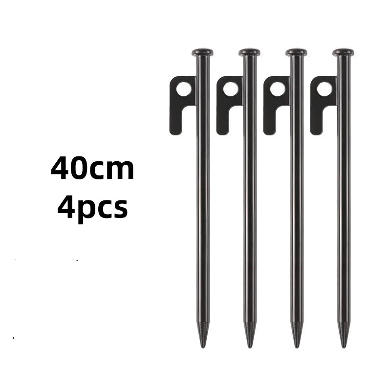 Forged Steel Tent Pegs – Heavy Duty 40cm Ground Stakes 4-Pack