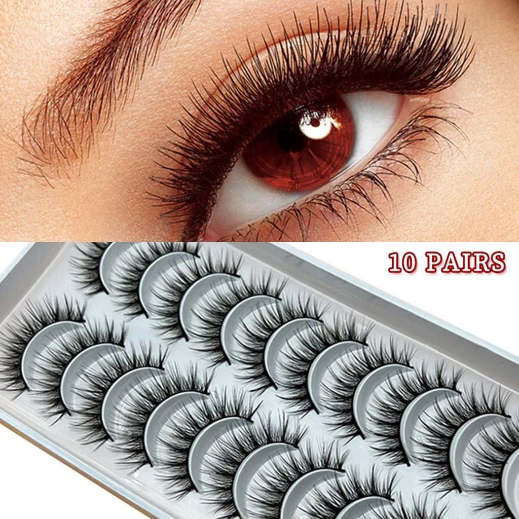 10 Pairs Fluffy False Eyelashes | 3D Wispy D Curl Strip Lashes