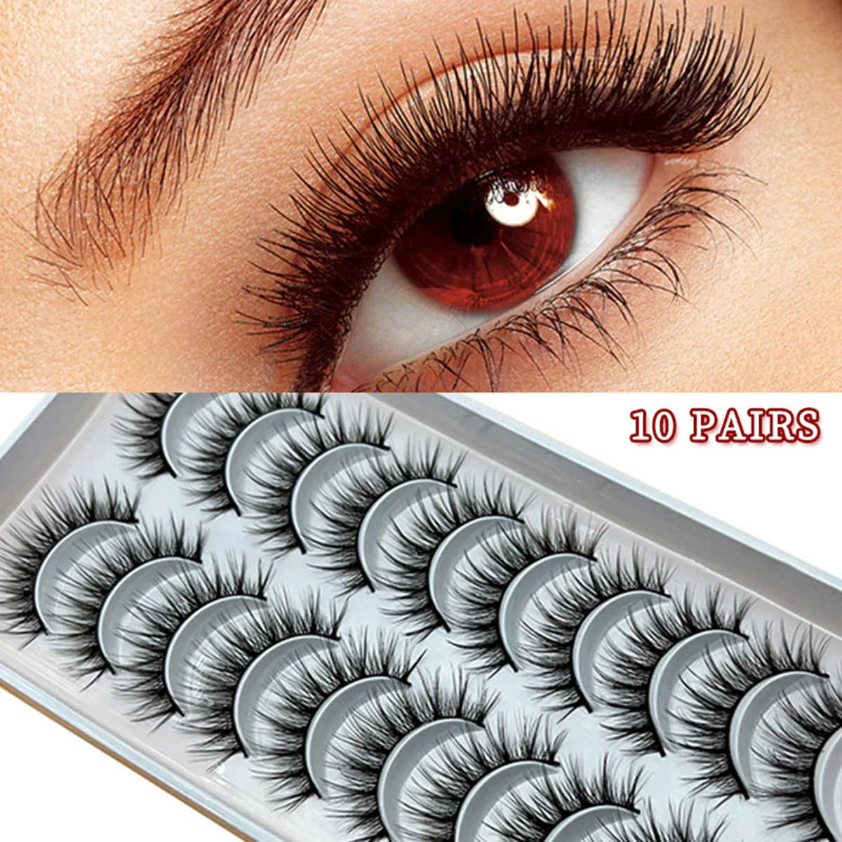 10 Pairs Fluffy False Eyelashes | 3D Wispy D Curl Strip Lashes