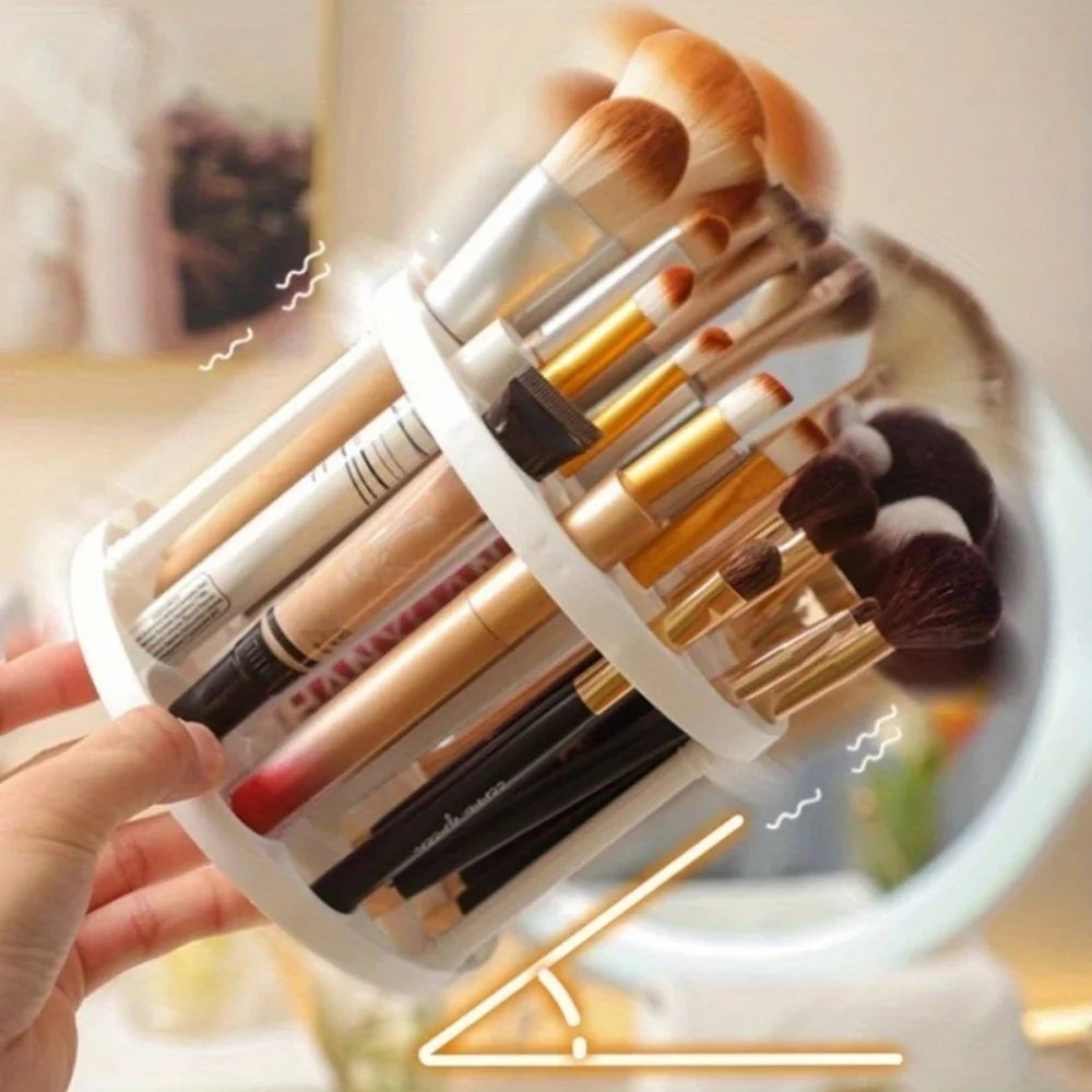 360° Rotating Makeup Brush Holder – Large Capacity Organizer