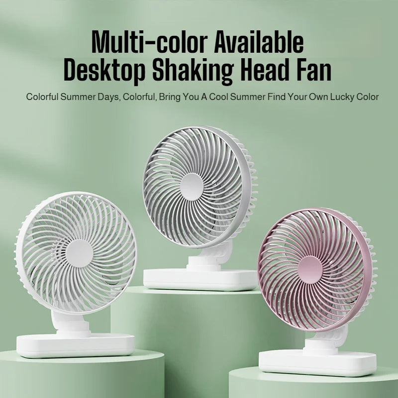 360° Oscillating USB Rechargeable Desktop Fan – 4-Speed