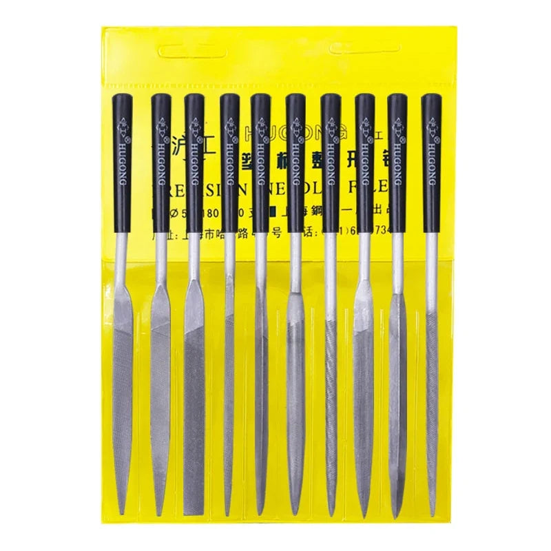 10-Piece Metal Needle File Set – Steel Rasp Hand Filing Kit