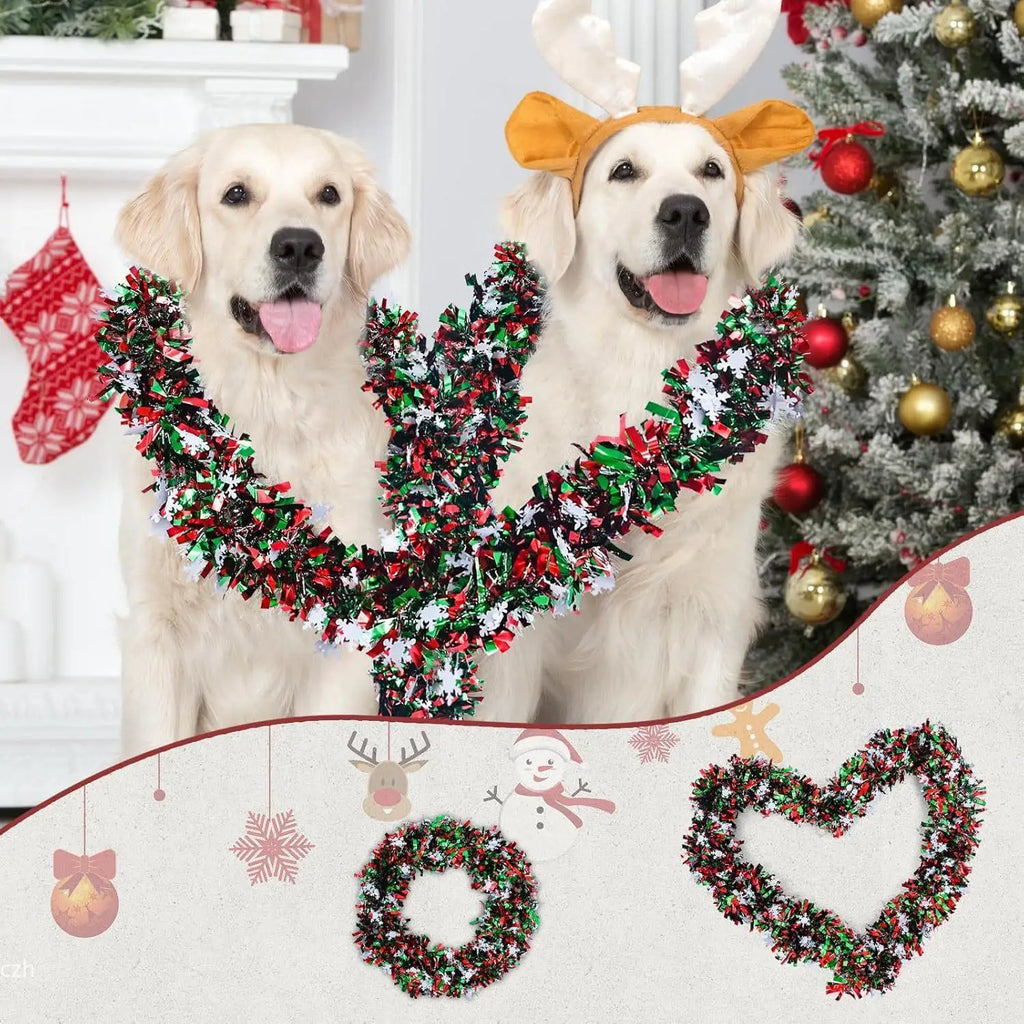 2M Christmas Snowflake Tinsel Garland | Metallic Xmas Decor