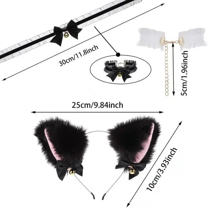 Cat Ear Headband & Bow Tie Necklace Set – Cosplay Costume