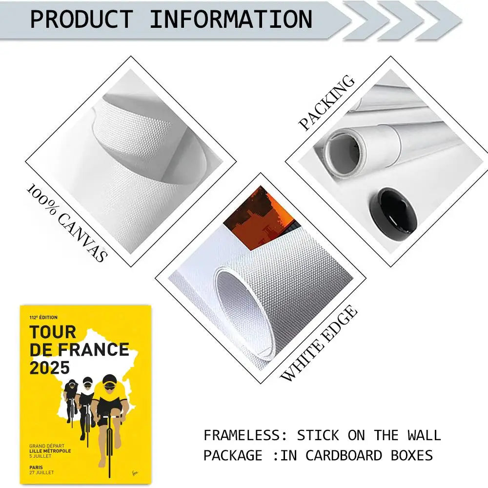 Tour de France Canvas Wall Art – Unframed Cycling Poster