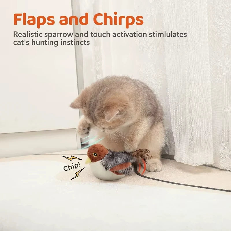 Interactive Flapping Bird Catnip Plush Toy for Indoor Cats