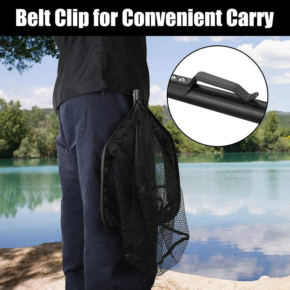 Floating Fishing Landing Net | Rubber Coated Telescoping Handle