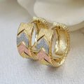 Huitan Matte Gold V-Shape Enamel Hoop Earrings | Geometric Huggie