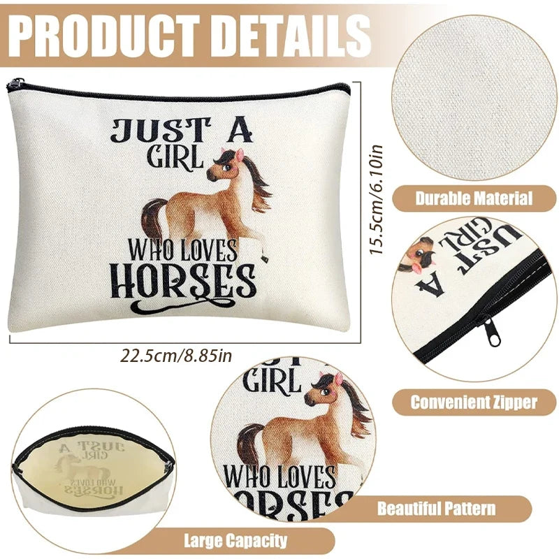 Horse Lover Canvas Makeup Bag | Just A Girl Who Loves Horses
