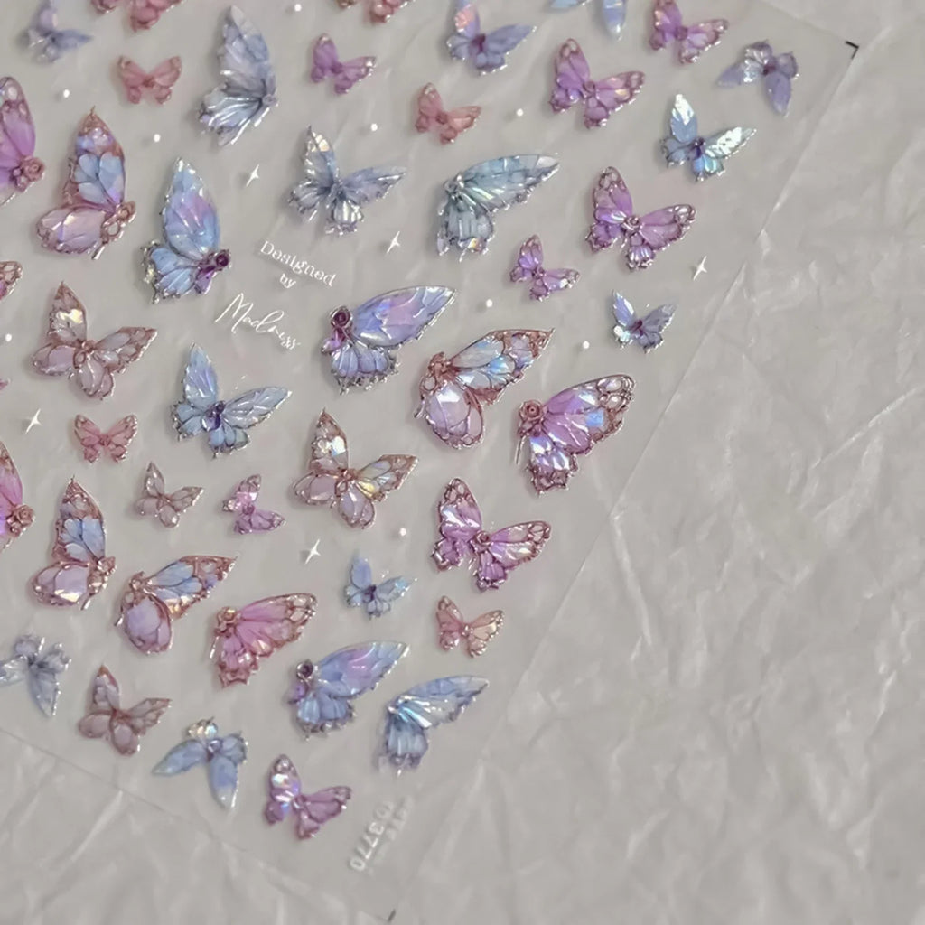3D Butterfly Nail Art Stickers | Embossed Self-Adhesive Decals