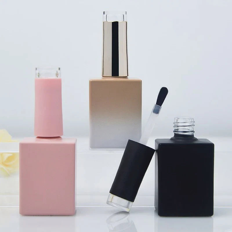 Glass Nail Polish Bottles with Brush – 10ml & 15ml Refillable