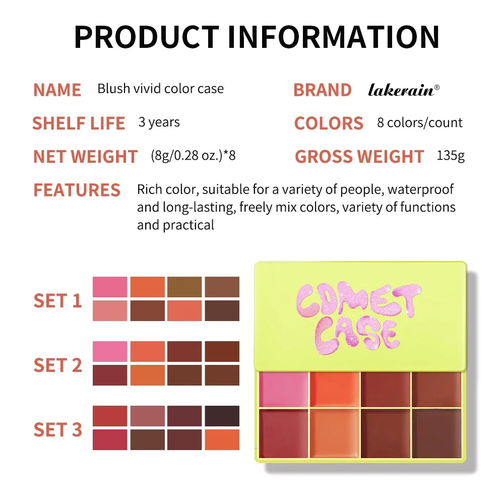 Lakerain 8-Color Cream Highlighter Palette | Matte & Shimmer
