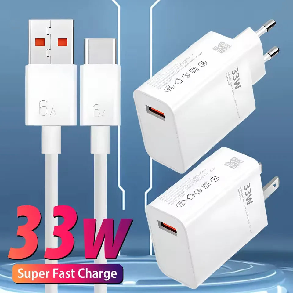 33W USB-C Fast Charger QC3.0 – iPhone Samsung Xiaomi Huawei