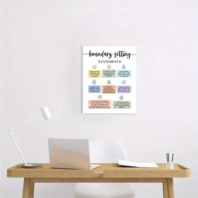 Boundary Setting Statements Canvas Wall Art | Therapist Decor