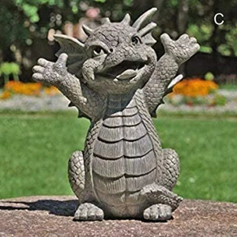 Dragon Meditation Statue LED Resin Garden Sculpture Ornament