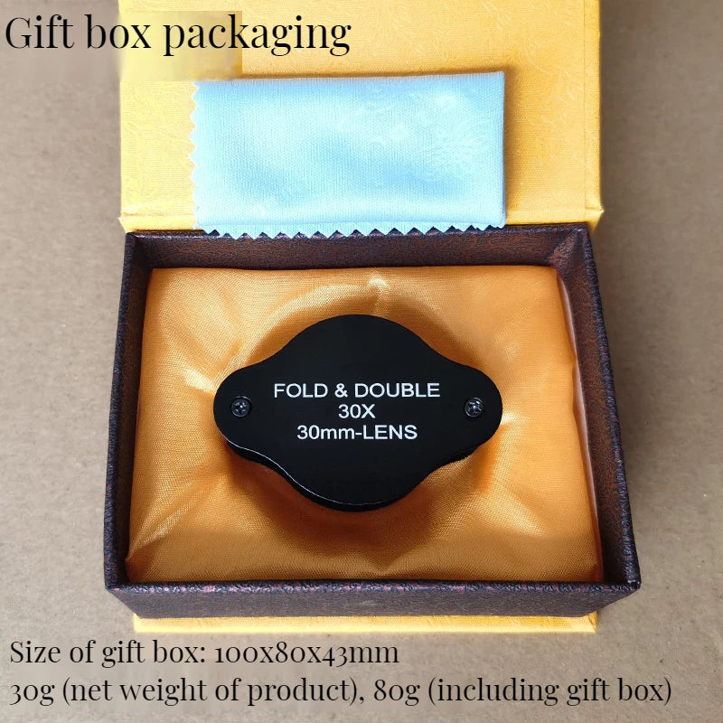 30X Folding Jewelry Loupe – 30mm Optical Glass Magnifier