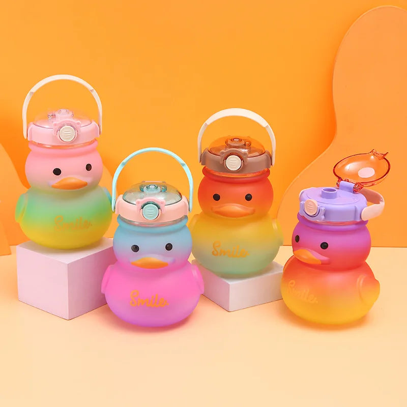 650ml Kawaii Duck Water Bottle with Straw – BPA-Free Leakproof