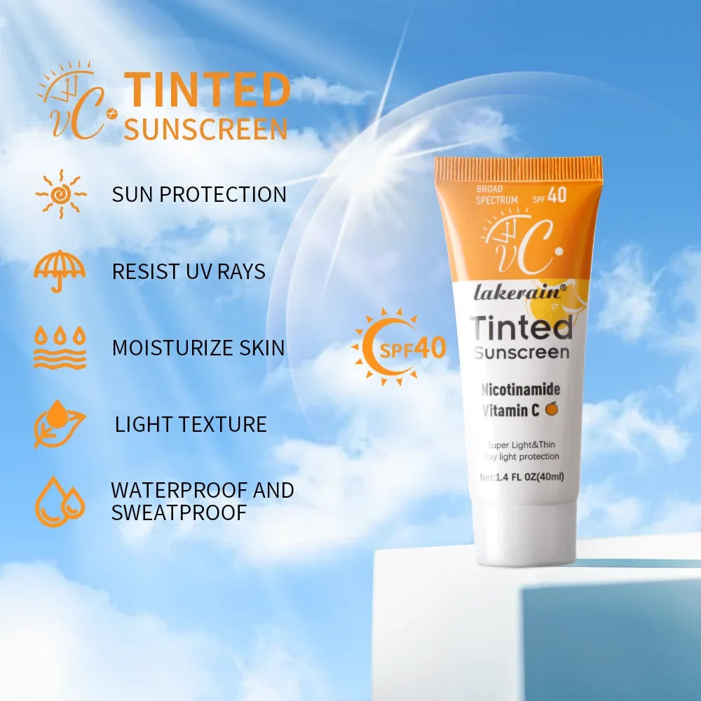 Lakerain Tinted Sunscreen SPF40+ Lightweight UV Foundation Cream