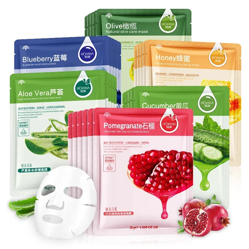 BIOAOUA 30pc Korean Fruit Face Masks – Hydrating & Firming