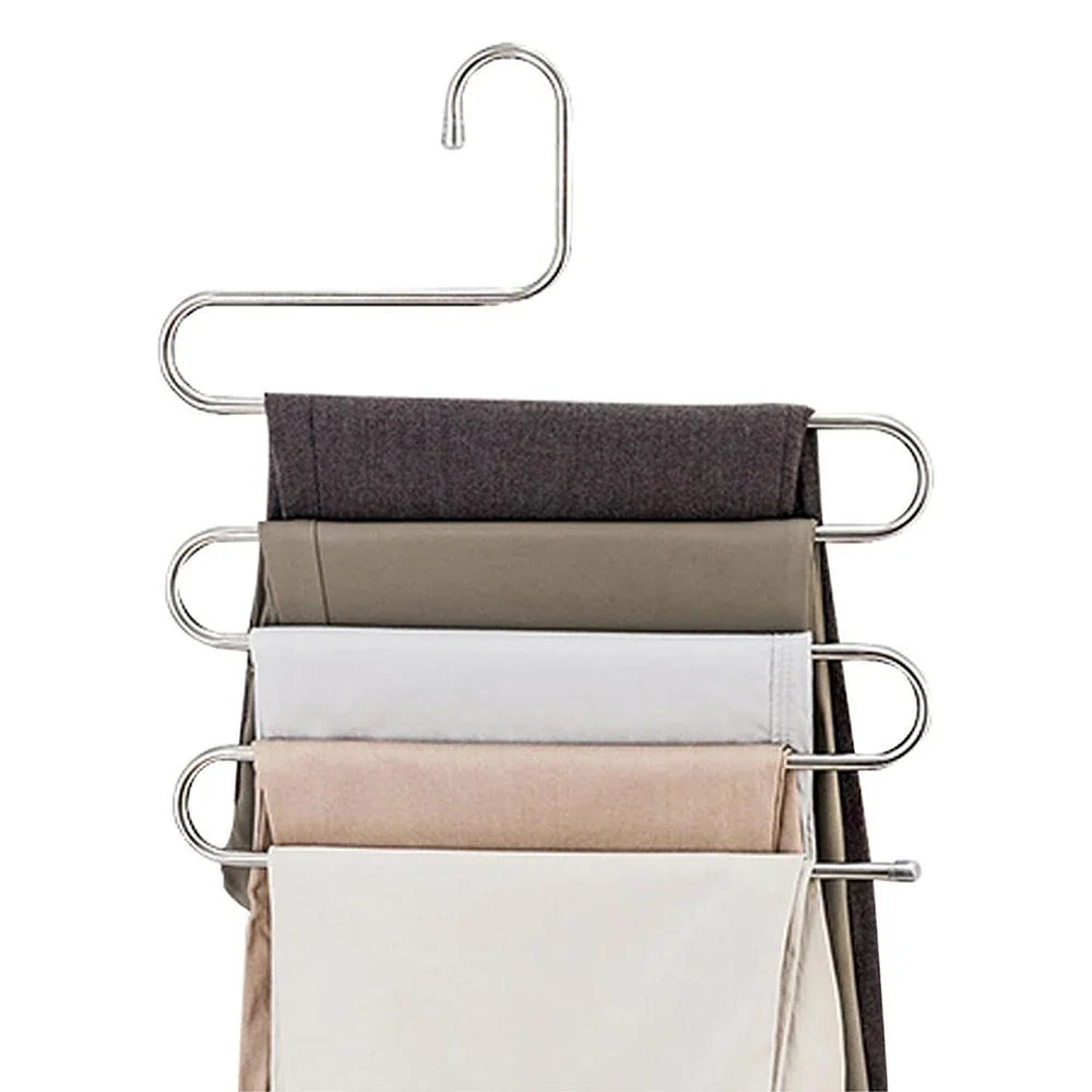 Non-Slip S-Shape Pants Hangers – Stainless Steel 3-Pack