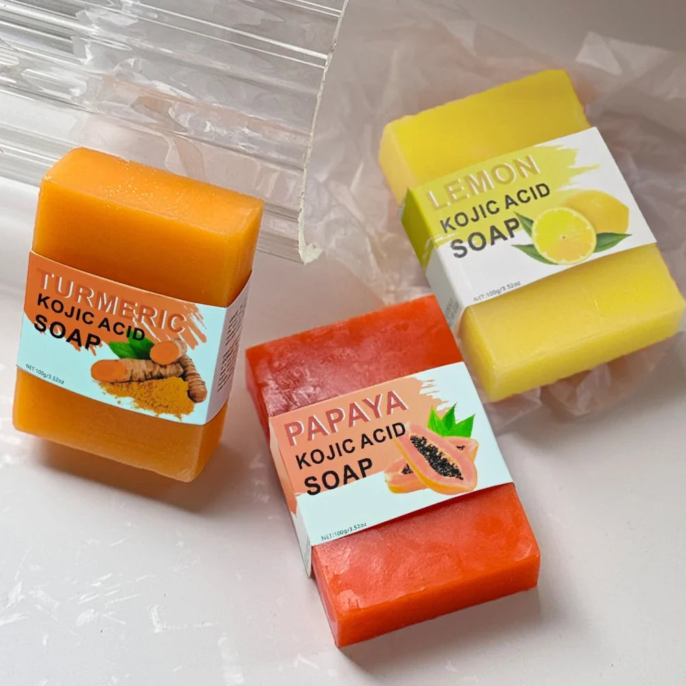 Ginger Papaya Lemon Natural Soap Set – 3 Bars, All Skin Types