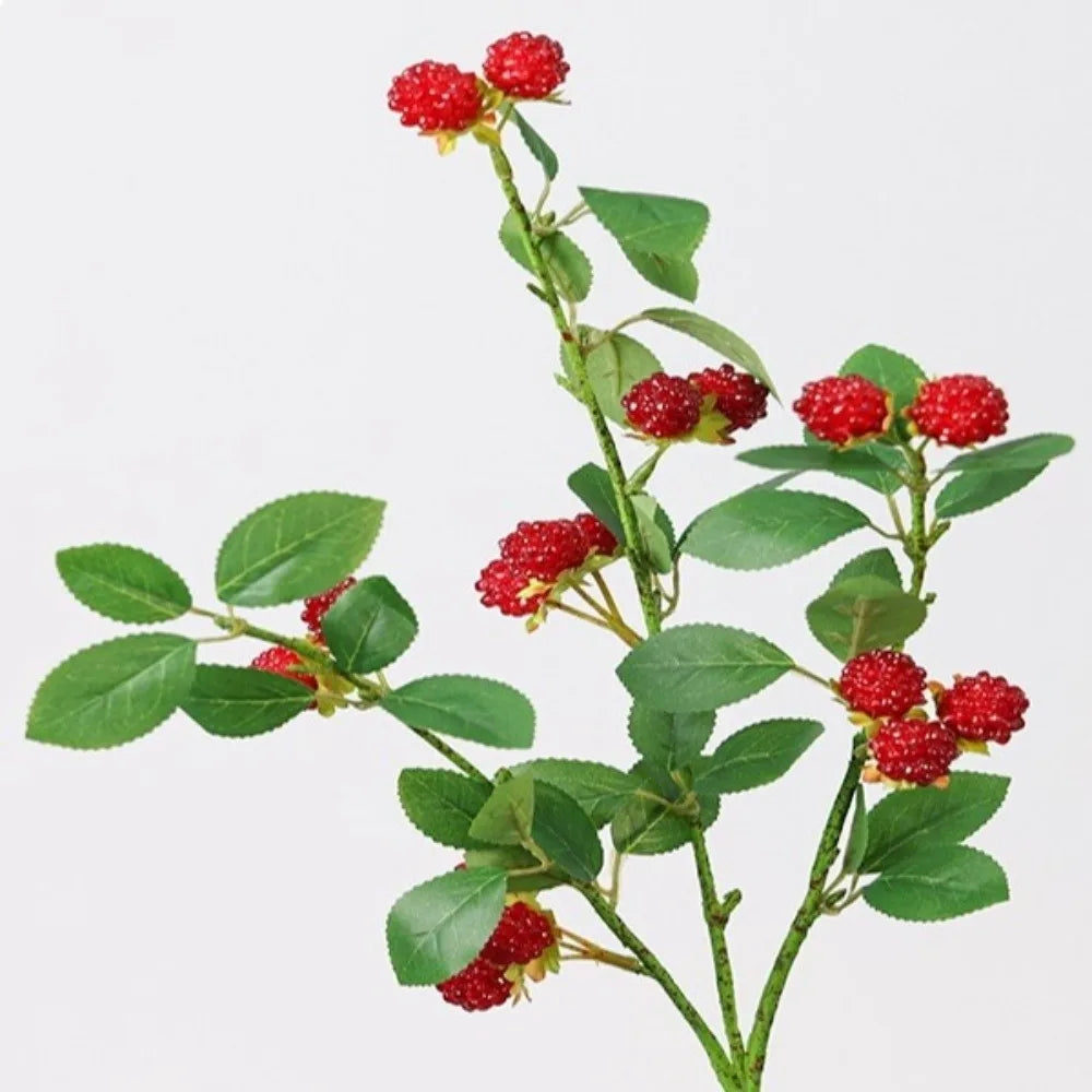 Realistic Artificial Raspberry Branch | Faux Fruit Décor 65cm