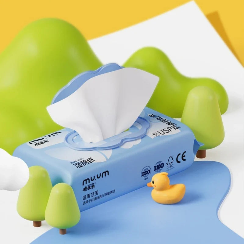 40-Pack Flushable Wet Wipes – Alcohol-Free & Biodegradable