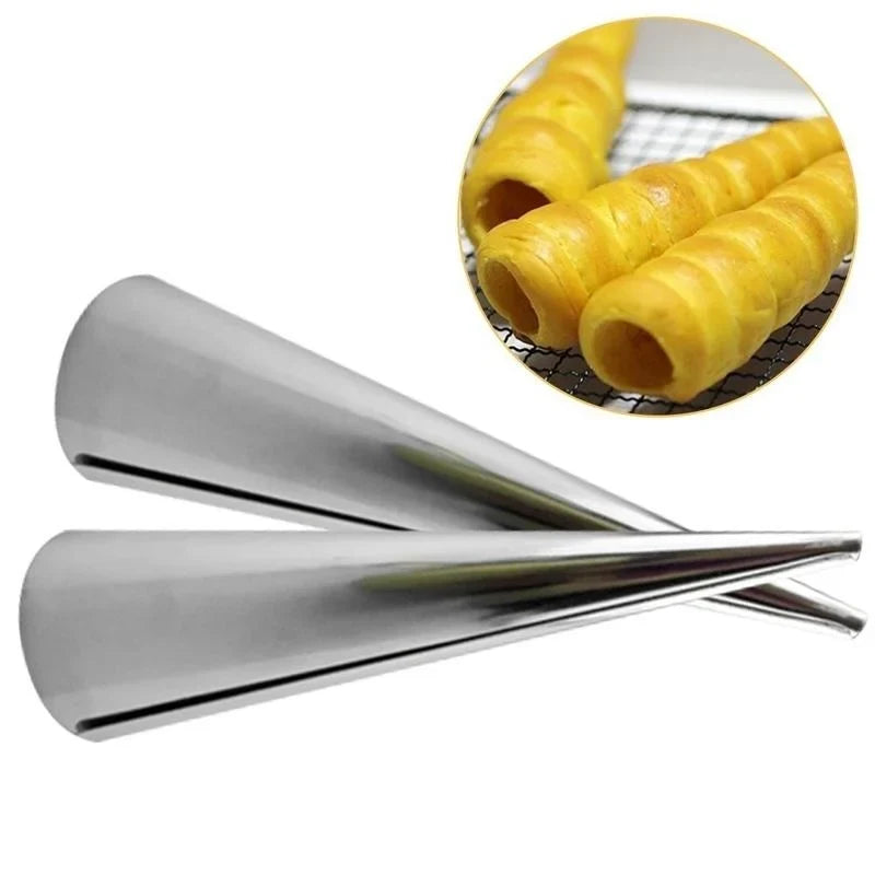 Lot Baking Cones Stainless Steel Spiral Croissant Tubes Horn Bread