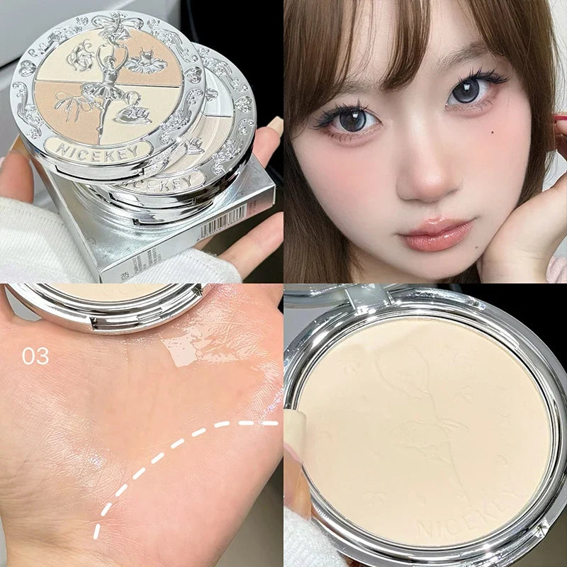 NICEKEY Pink Ballet 3-Color Matte Pressed Setting Powder 10g