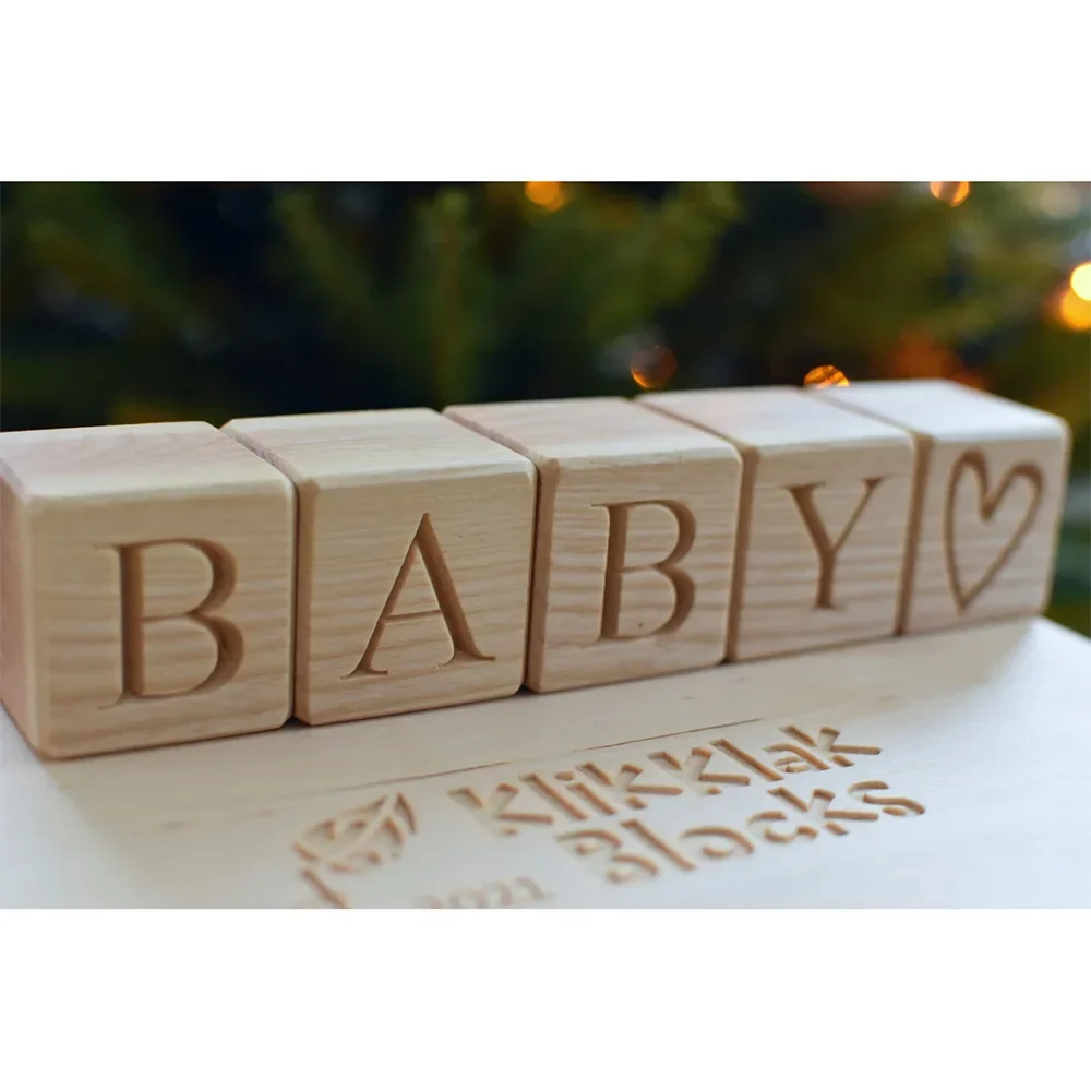 5-Piece Baby Wood Blocks | Nursery Decor & Baby Shower Gift