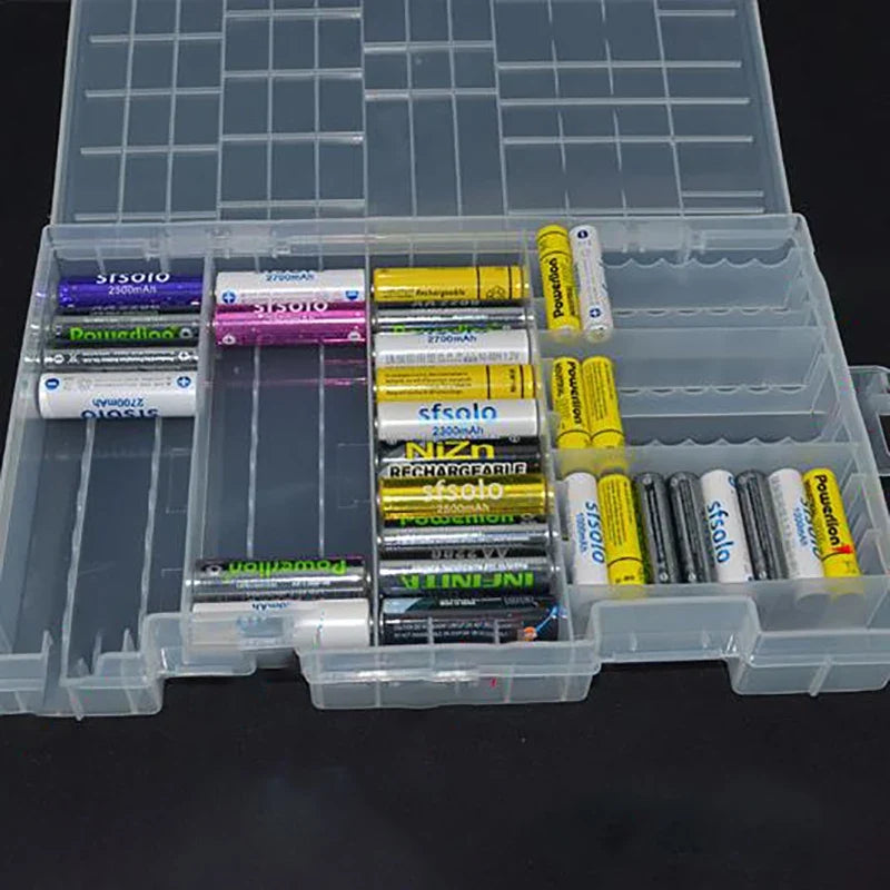 100-Slot AA & AAA Battery Storage Box | Transparent Organizer