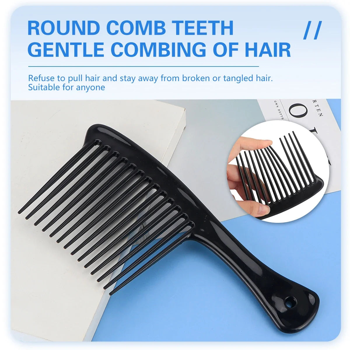 Wide Tooth Comb for Curly & Wet Hair | Salon Detangling Comb