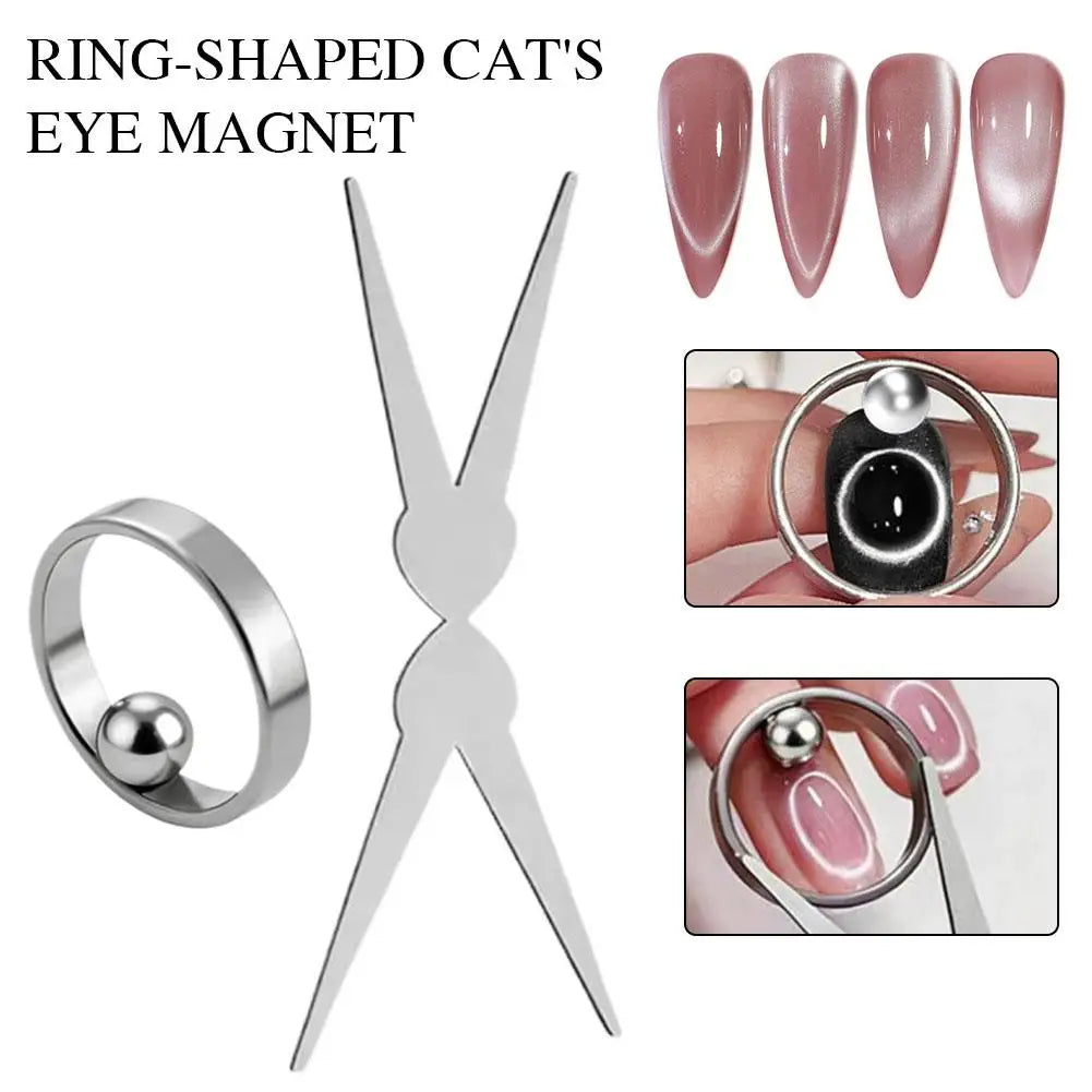 Ring Cat Eye Nail Magnet Black Hole Shape Art DIY 3D Hollow Glass