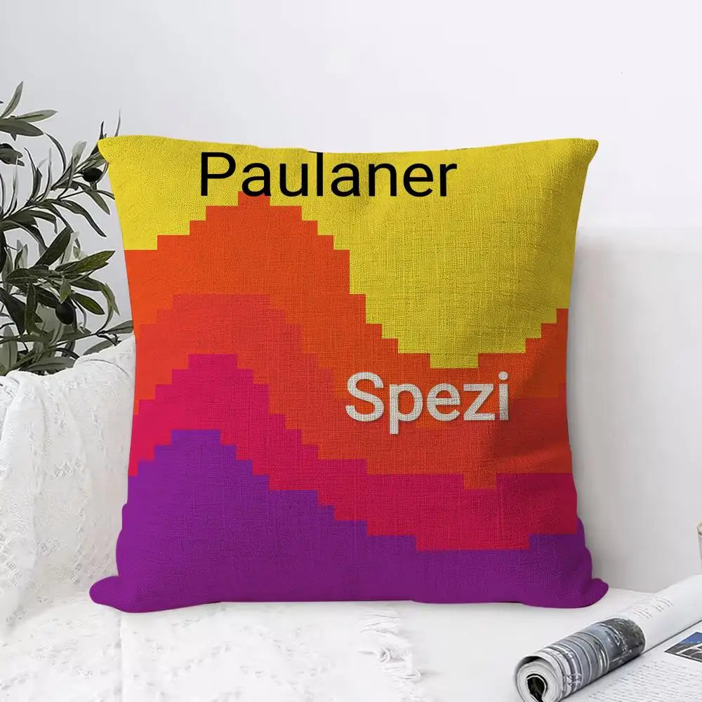 Paulaner Spezi Logo Linen Pillow Cover | Hidden Zipper