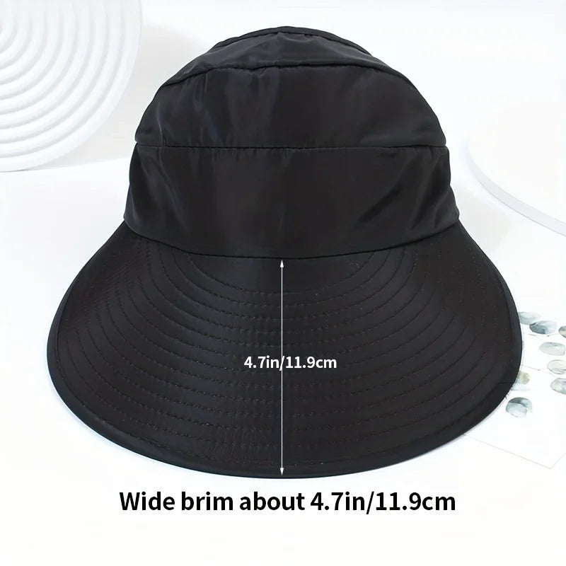 Women's Wide Brim Visor Hat – Foldable Lightweight Beach Cap