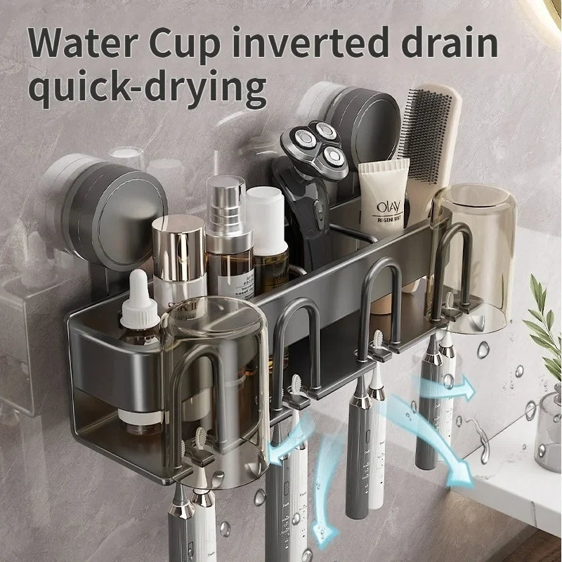 Drill-Free Suction Cup Aluminum Toothbrush Holder Wall Mount