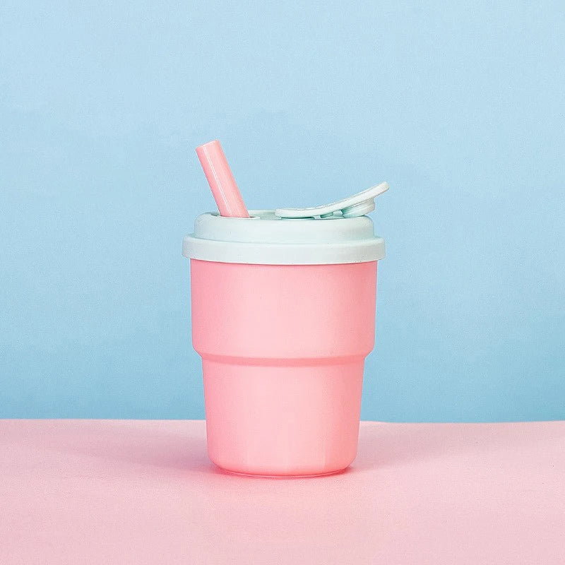 400ml Silicone Travel Mug with Lid & Straw | Leak-Proof Cup