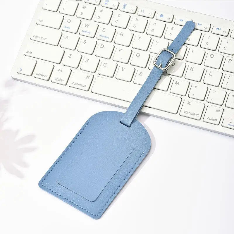 PU Leather Luggage Tag – Name ID Address Holder for Travel