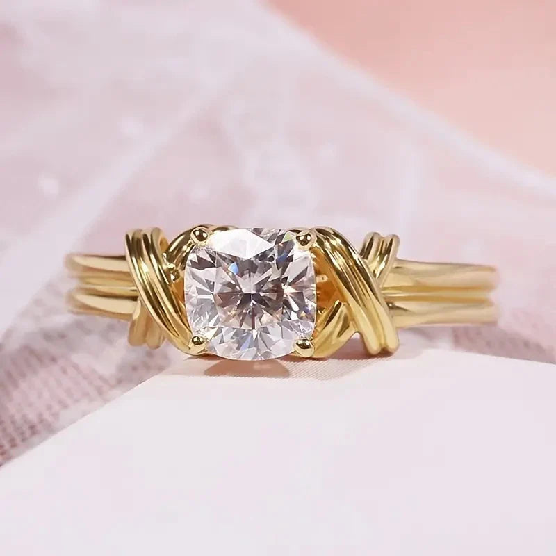 Huitan Gold Cross Ring – CZ Wedding Band for Women Sizes 5–14