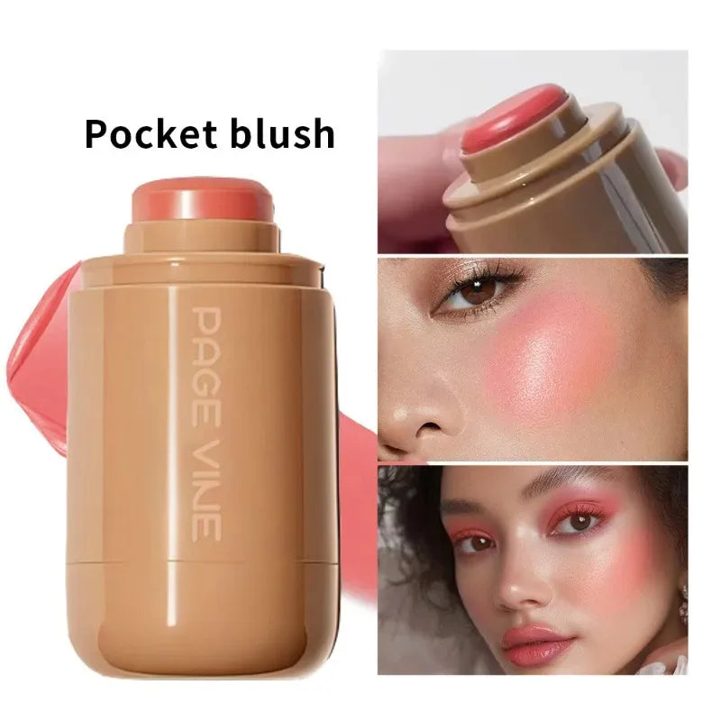 Blush Stick 3-in-1 Cheek Lip Tinted Moistured Silky Brighten Cream