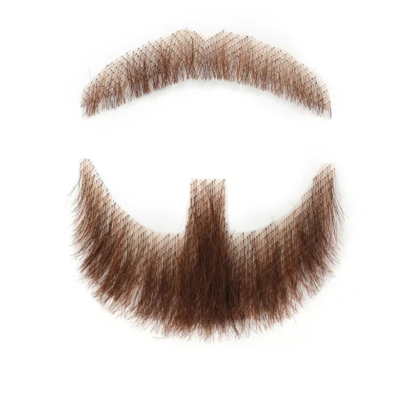 Black Human Hair Fake Beard & Mustache – Lace Invisible Cosplay
