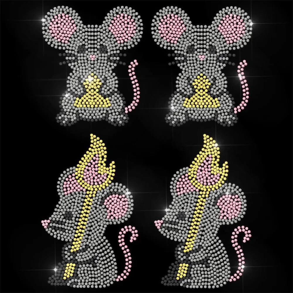 Glass Rhinestone Iron-On Appliqué – Mouse Design 29.7x21cm