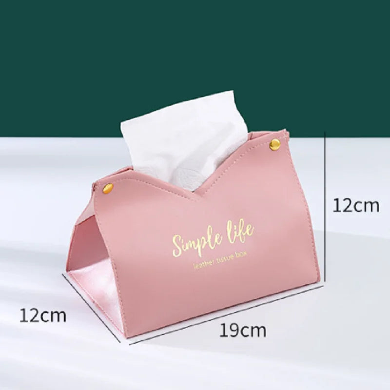 Leather Tissue Box Napkin Holder Car Home Living Room Case Storage