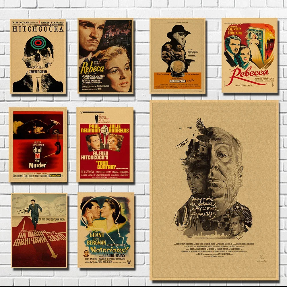 Alfred Hitchcock Retro Vintage Movie Poster | Wall Art Print