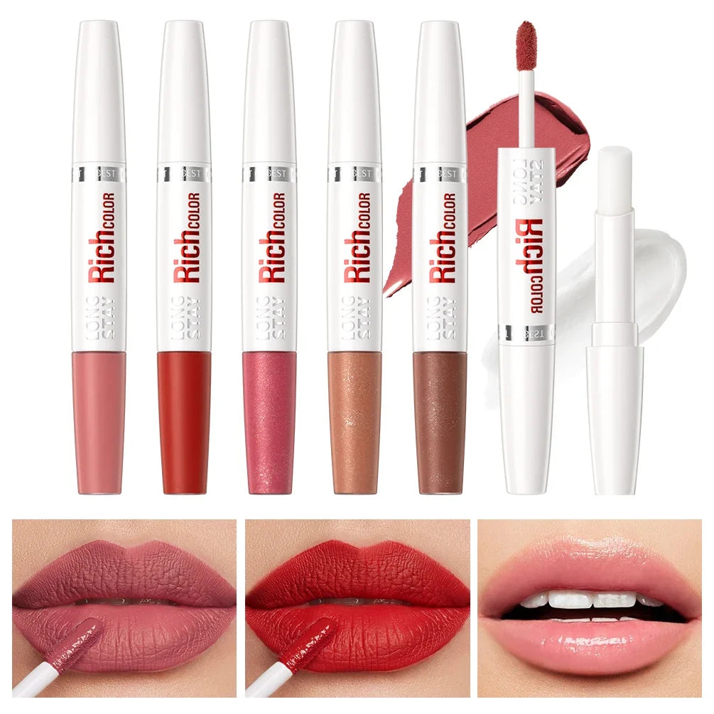 QiBest 8-Color Matte Liquid Lipstick & Hydrating Lip Balm Duo